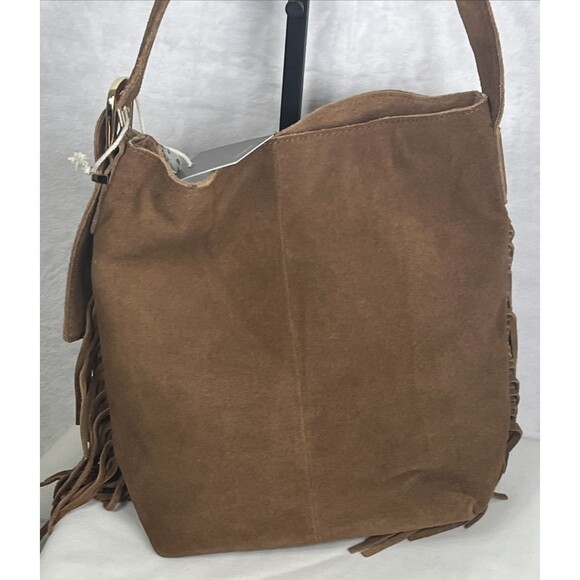 Haute Hippie Fringe Suede Bucket Bag 100% Genuine Suede Brown NEW - Picture 7 of 14
